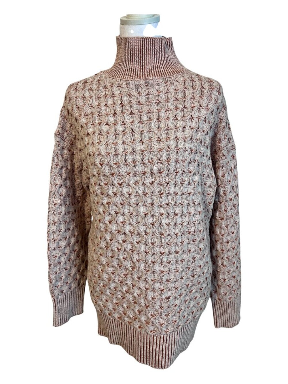 Knox Rose Boho Mock Neck Cable Knit Tunic Sweater (Size XS)